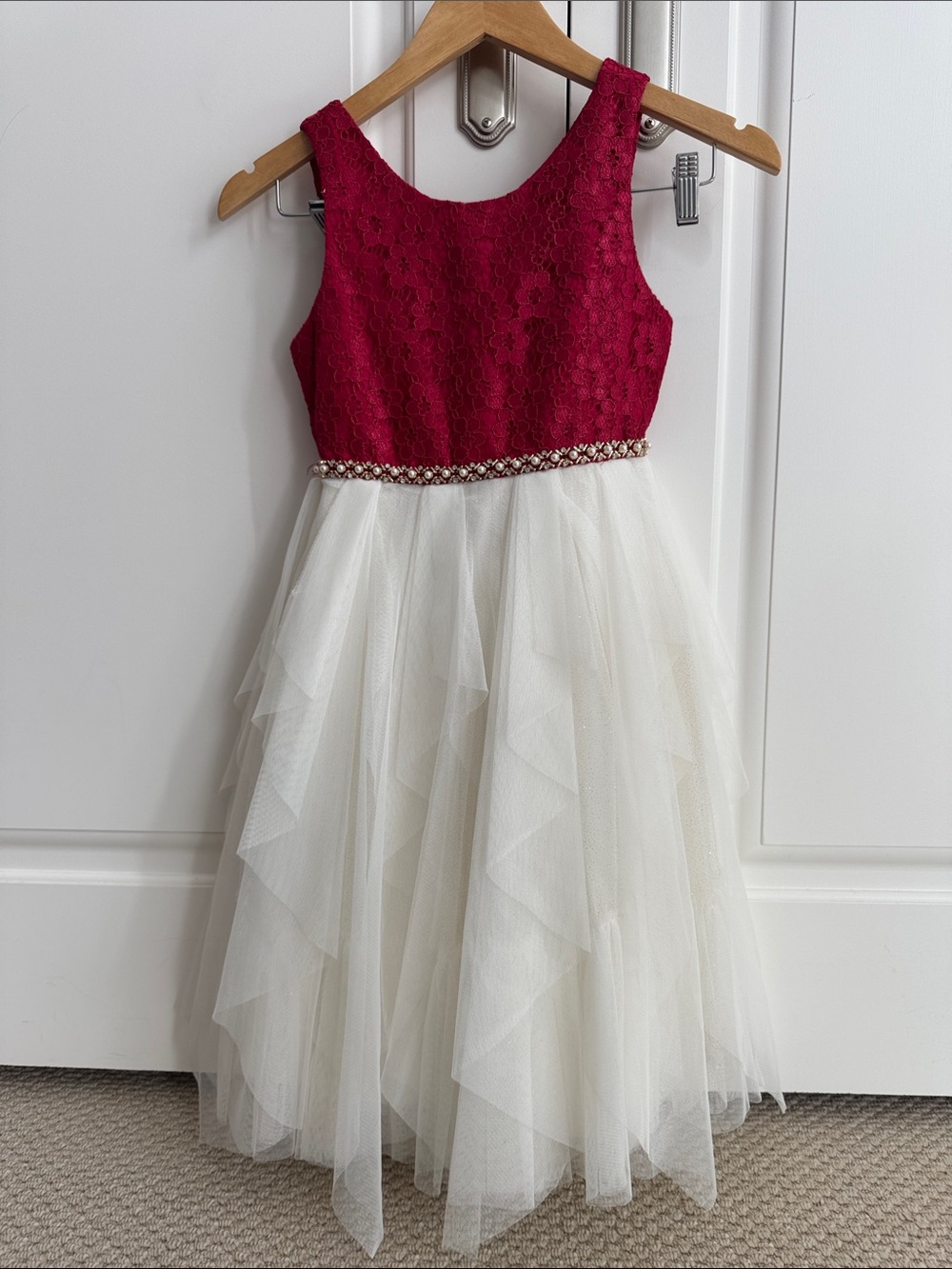 American Princess Burgundy Lace and Ivory Tulle Dress